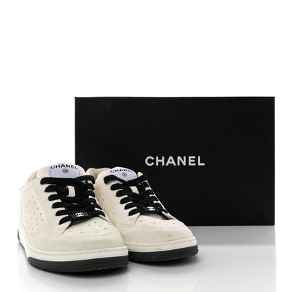 Chanel Suede Calfskin Logo Sneakers 39 Black White 16 of 16