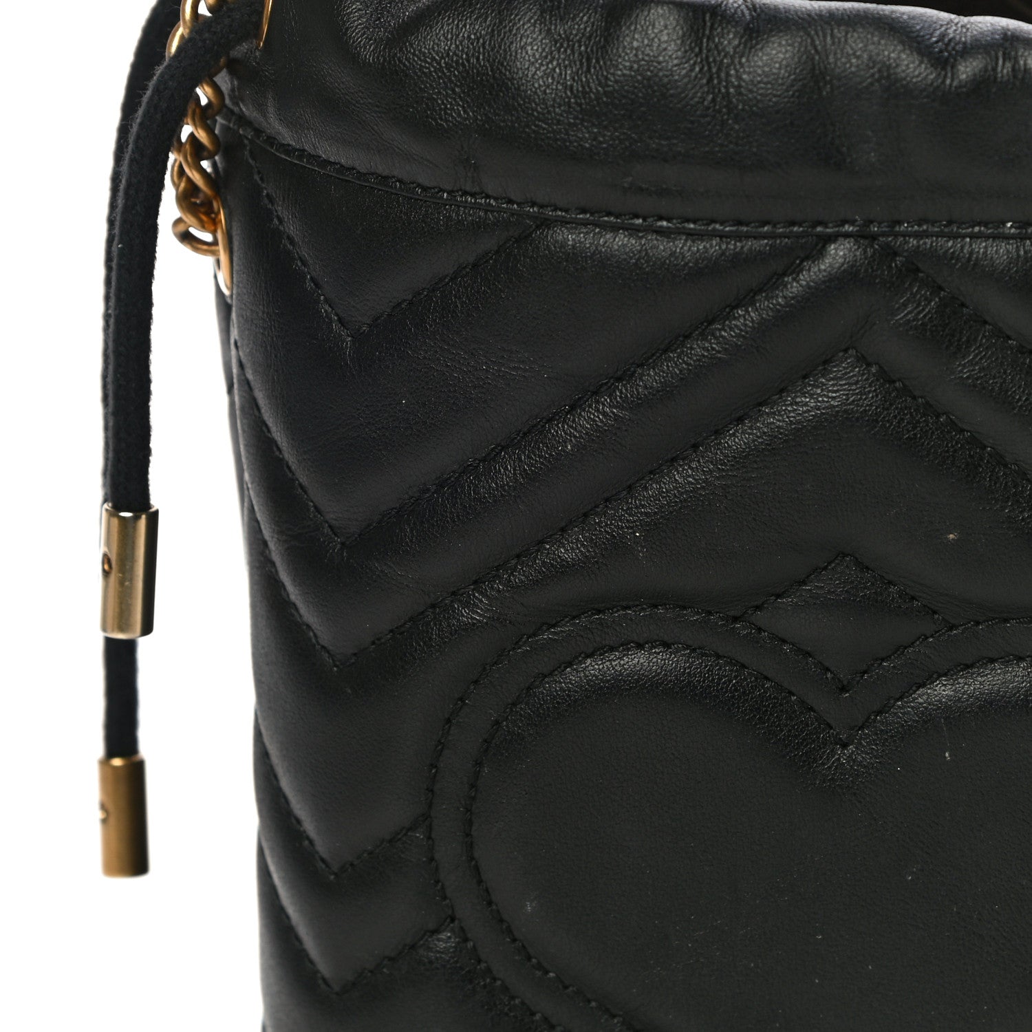 Gucci Calfskin Matelasse Mini GG Marmont 2.0 Bucket Bag Black 15 of 17