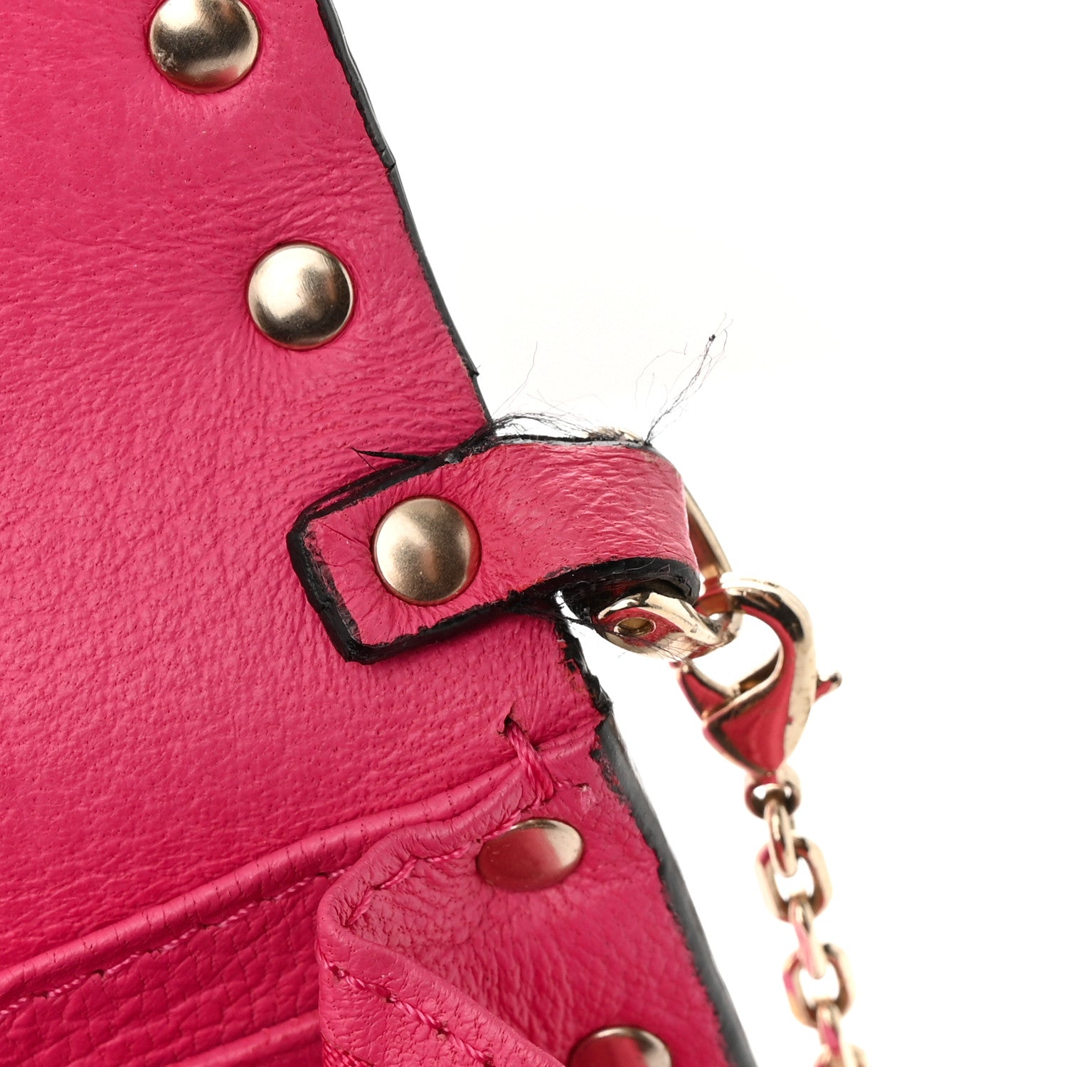 Valentino Garavani Metallic Pebbled Calfskin Rockstud Flap Wallet On Chain Peony 12 of 12