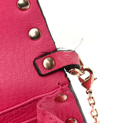 Valentino Garavani Metallic Pebbled Calfskin Rockstud Flap Wallet On Chain Peony 12 of 12