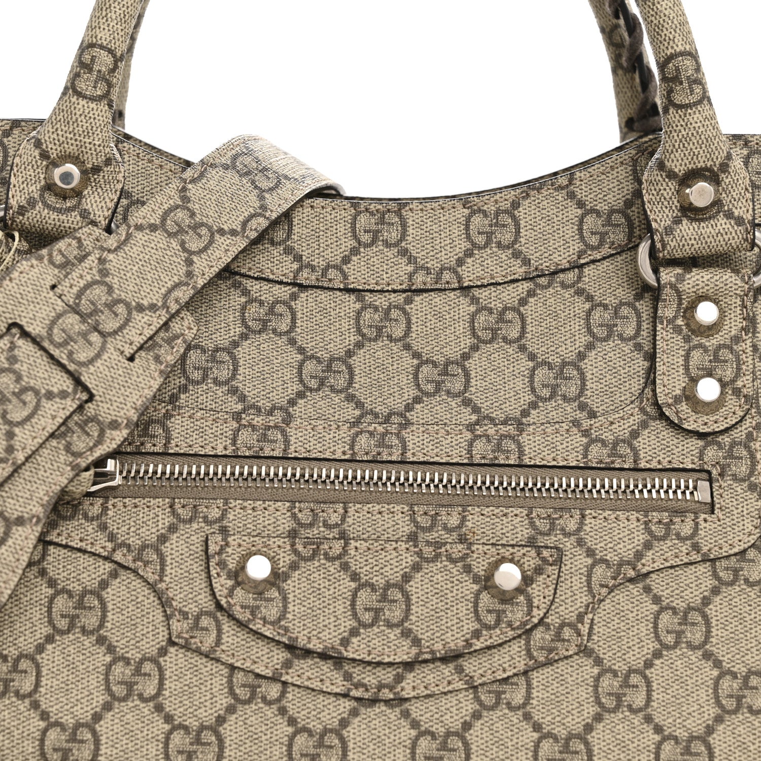 Balenciaga X GUCCI GG Supreme Monogram Neo Classic Silver Hardware City Beige Ebony 9 of 11
