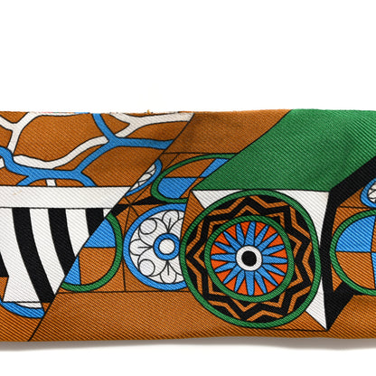 Hermes Silk De l'Ombrelle Aux Duels Twilly Caramel Vert Bleu 5 of 6