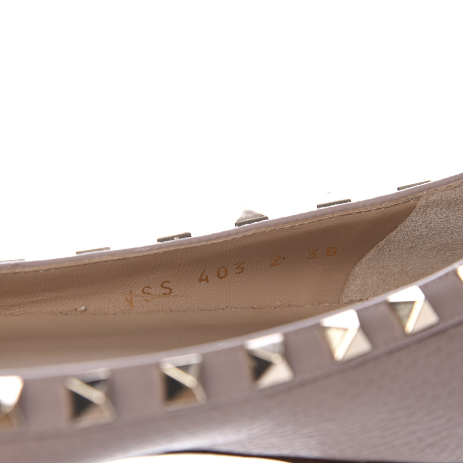 Valentino Garavani Pebbled Calfskin Rockstud Ballerina Flats 38 Poudre 9 of 9