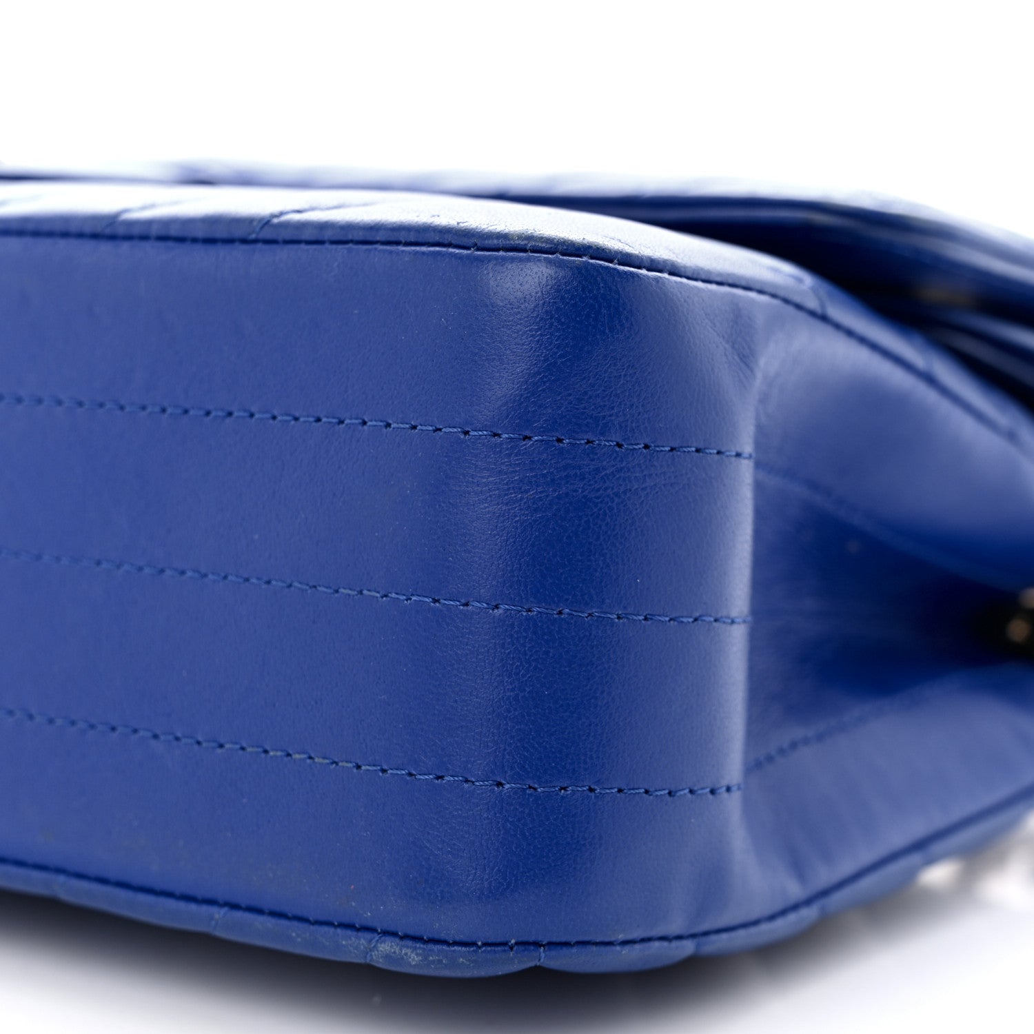 Chanel Lambskin Chevron Quilted Medium Double Flap Blue 10 of 15