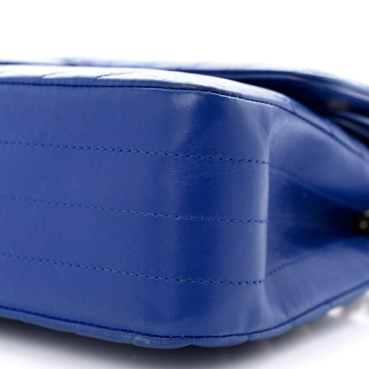 Chanel Lambskin Chevron Quilted Medium Double Flap Blue 10 of 15
