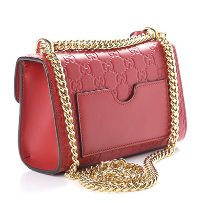 Gucci Guccissima Small Padlock Shoulder Bag Hibiscus Red 3 of 10