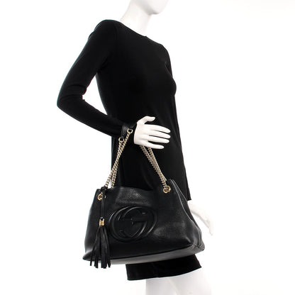 Gucci Pebbled Calfskin Medium Soho Chain Shoulder Bag Black 2 of 7
