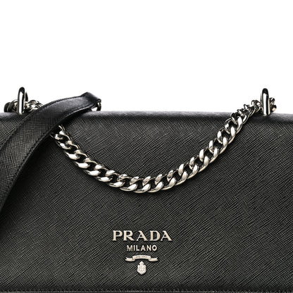 Prada Saffiano Tessuto Nylon Chain Shoulder Bag Black 9 of 13