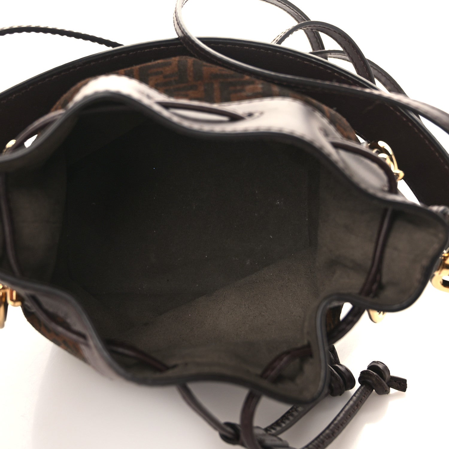 Fendi Suede Vitello King F is Fendi Micro FF Mini Mon Tresor Bucket Bag Sigaro Marrone Ebano 5 of 10