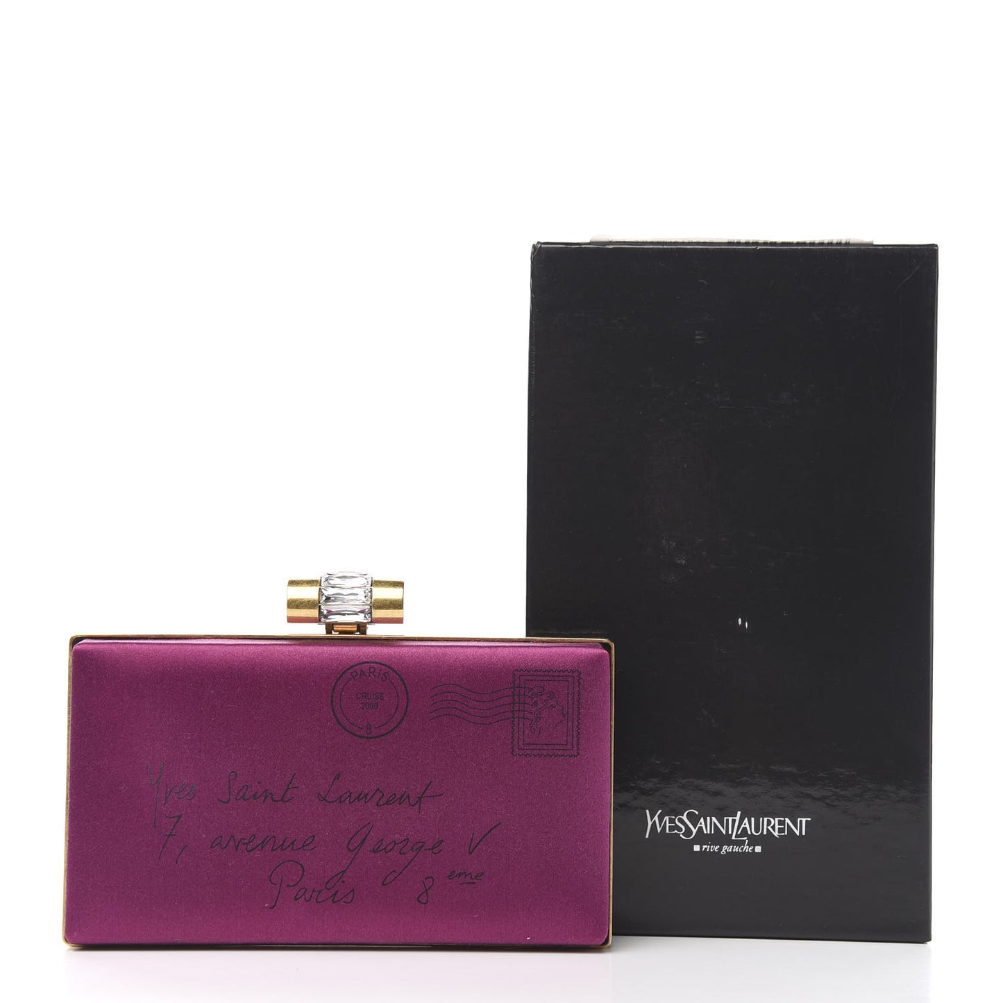Satin Y Mail Clutch Purple