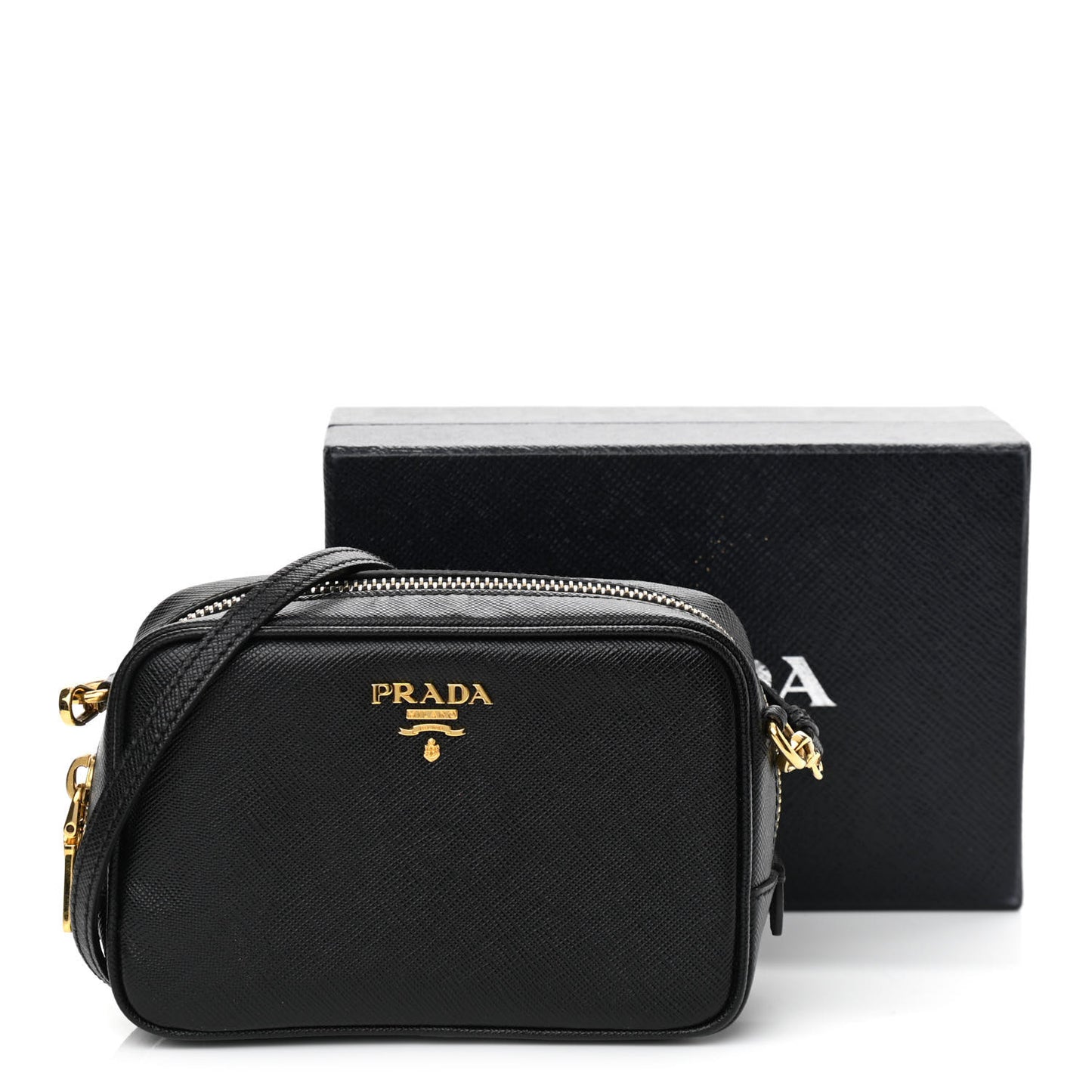 Saffiano Mini Camera Crossbody Bag Black