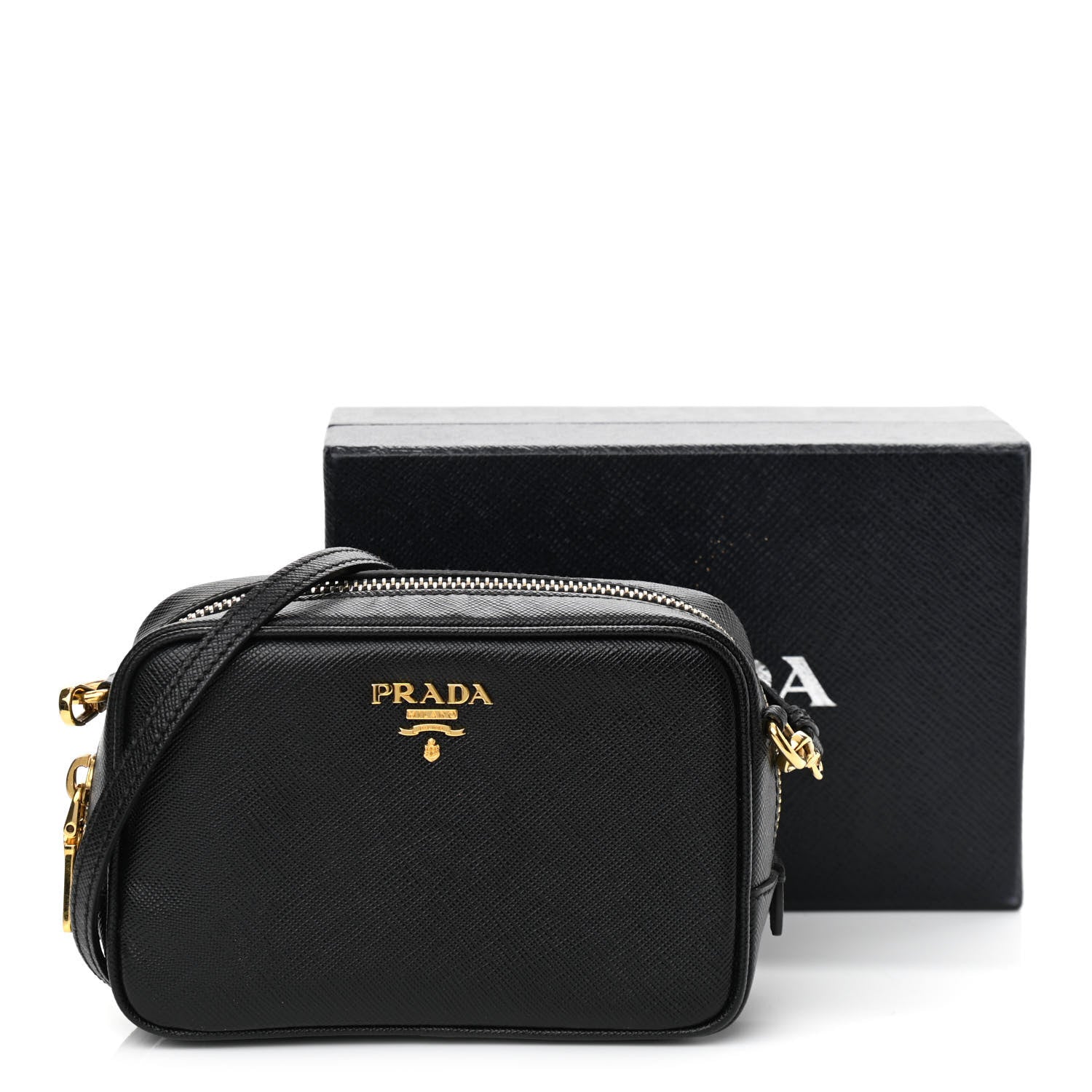 Prada Saffiano Mini Camera Crossbody Bag Black 10 of 10