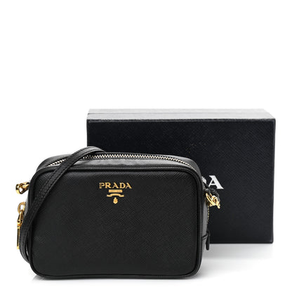 Prada Saffiano Mini Camera Crossbody Bag Black 10 of 10