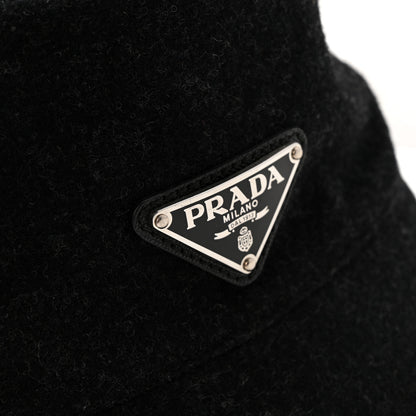 Prada Authentic Loden Wool Metal Triangle Logo Bucket Hat L Anthracite 9 of 9