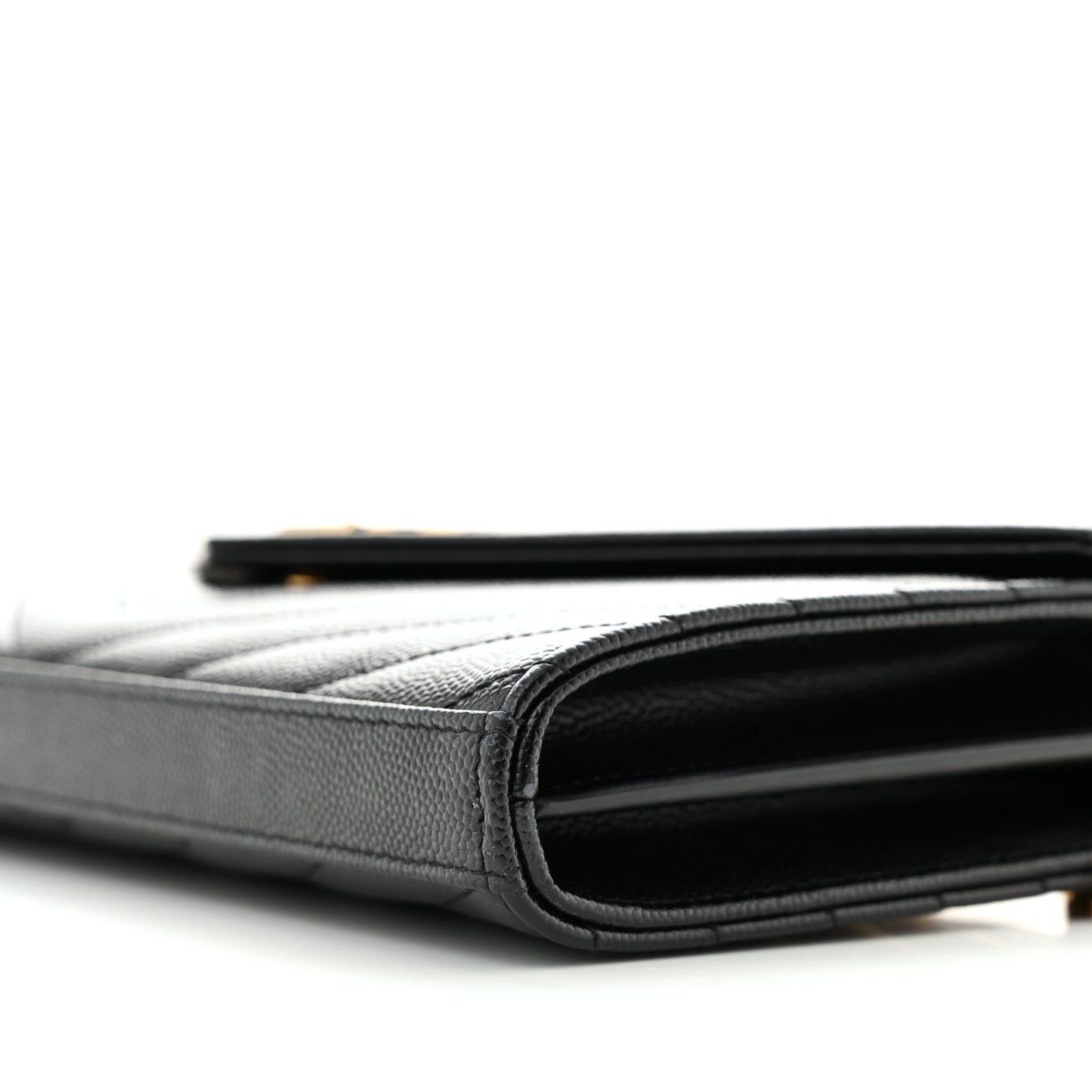 Grain De Poudre Matelasse Chevron Monogram Chain Wallet Black