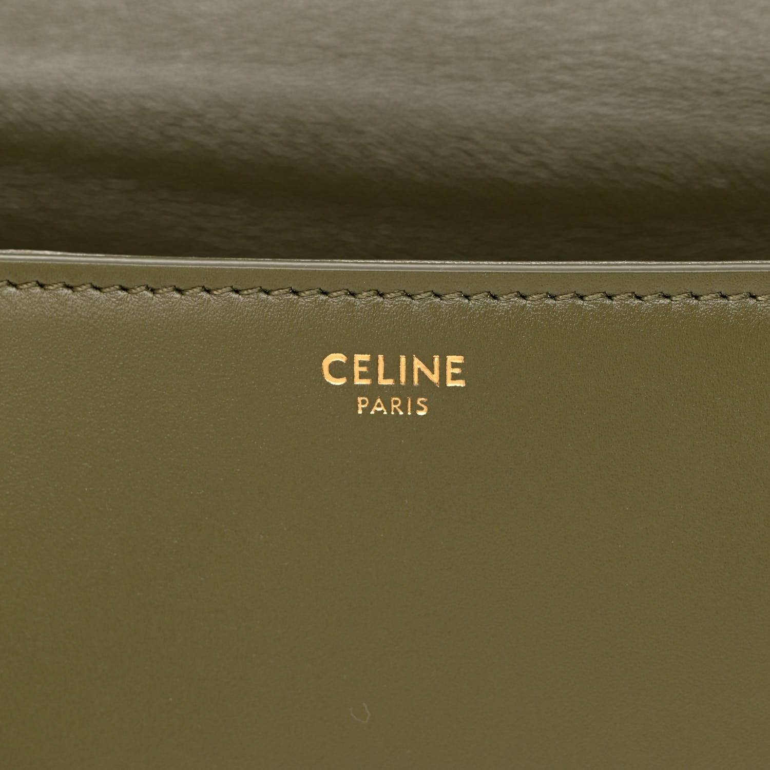 Celine Shiny Calfskin Medium Maillon Triomphe Army Green 6 of 11