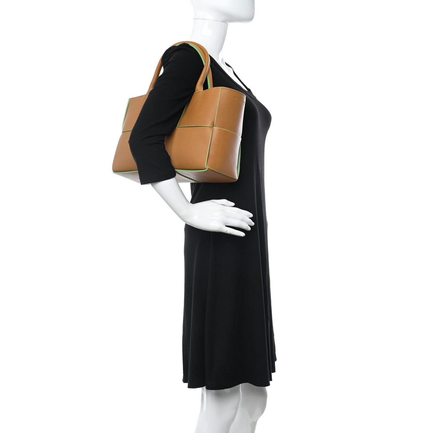 Nappa Intrecciato Small Arco Tote Carmel Pistachio