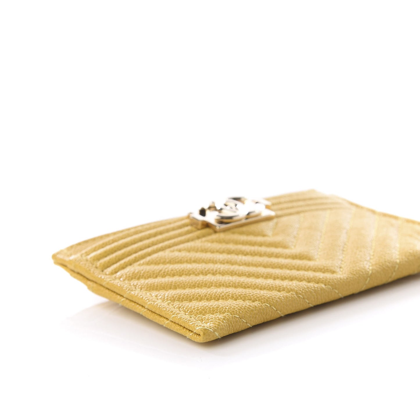 Caviar Chevron Quilted Boy Card Holder Yellow