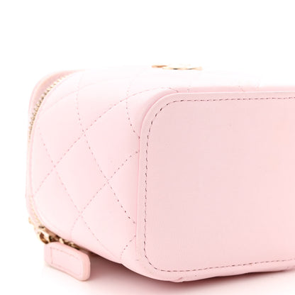 Chanel Lambskin Quilted Mini Top Handle Vanity Case With Chain Light Pink 9 of 11