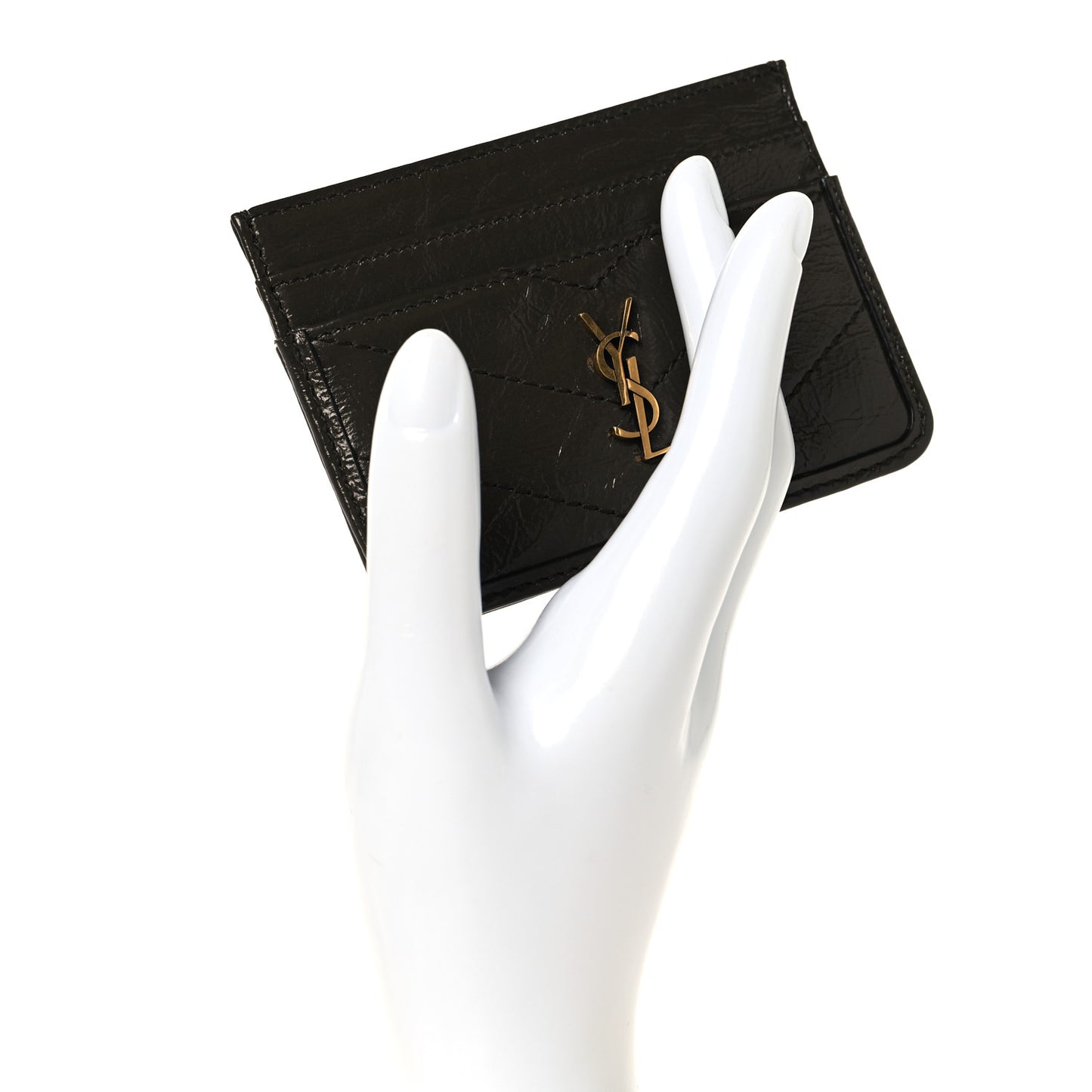 Crinkled Calfskin Matelasse Monogram Niki Card Case Light Musk