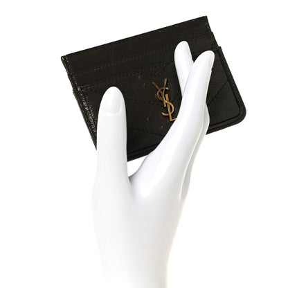 Saint Laurent Crinkled Calfskin Matelasse Monogram Niki Card Case Light Musk 2 of 7
