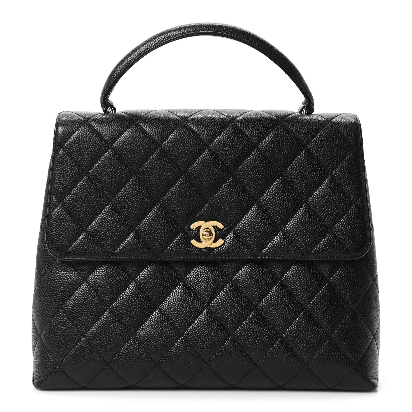 Caviar Quilted Jumbo Kelly Flap Black