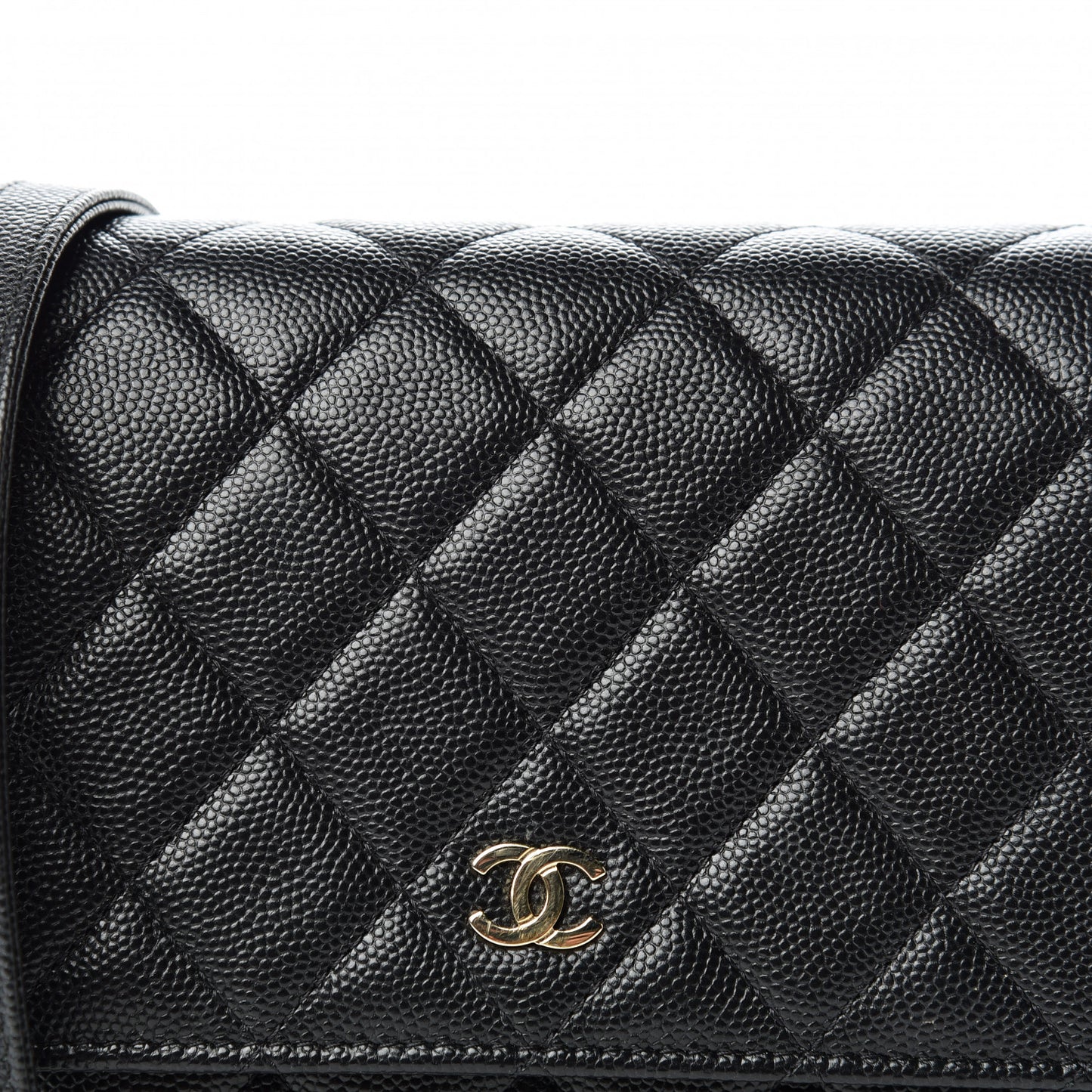 Caviar Quilted Square Wallet On Chain WOC Black