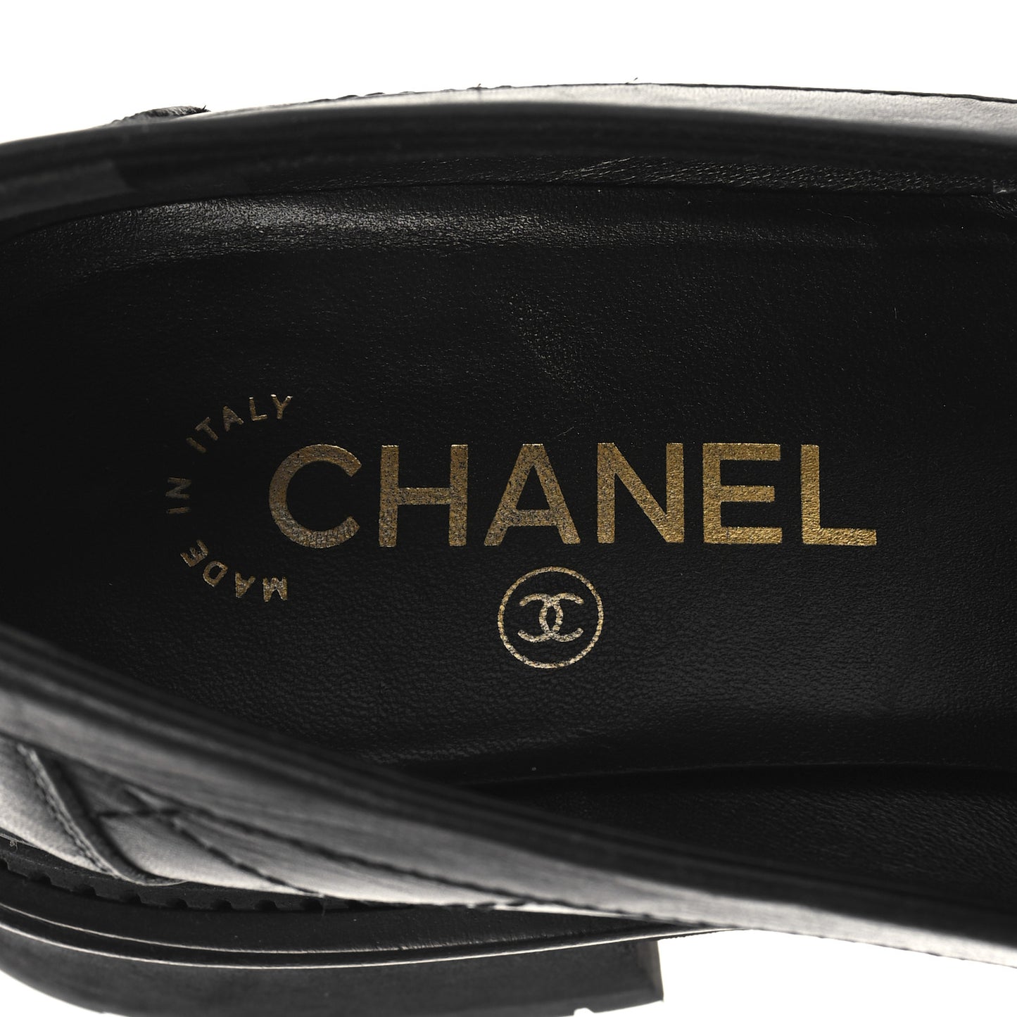 Calfskin Quilted CC Mocassin Loafers 38.5 Black