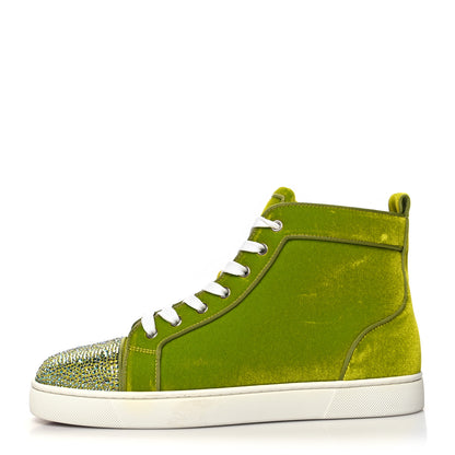 Christian Louboutin Velvet Calfskin Strass Womens Louis Flat Sneakers 41 Bourgeon Bianco 1 of 9