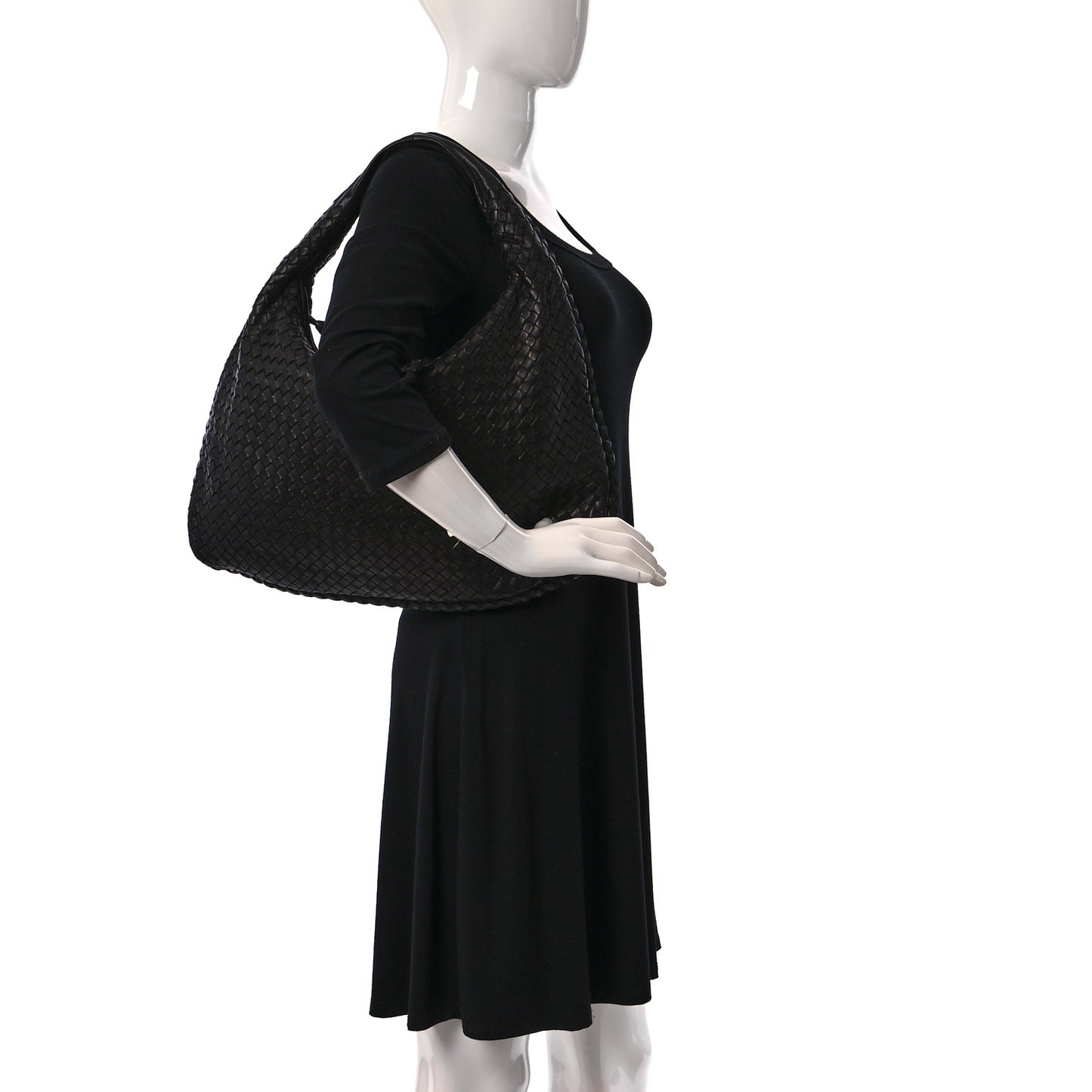 Nappa Intrecciato Large Veneta Hobo Black