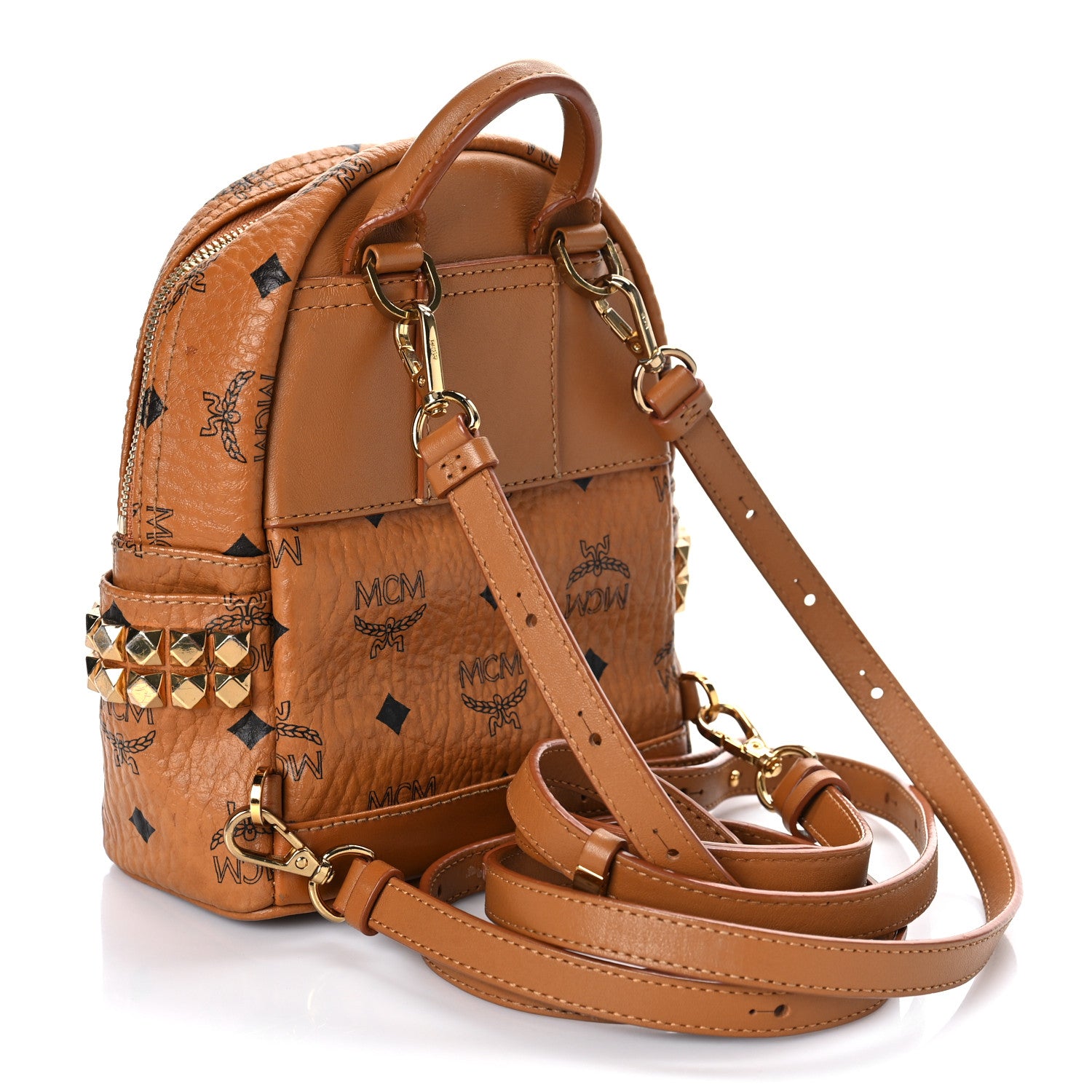 MCM Visetos Side Stud X-Mini Stark Backpack Cognac 3 of 8
