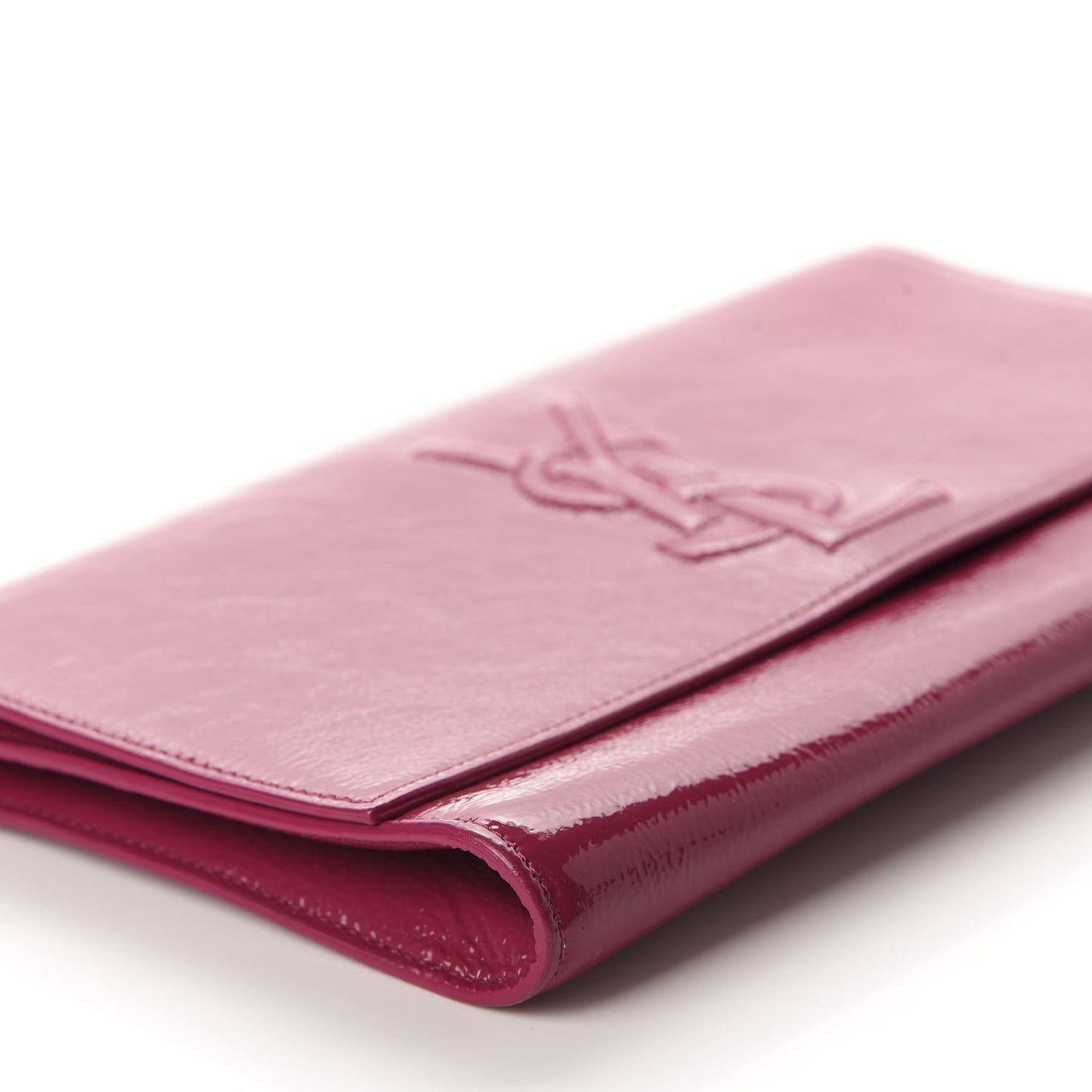 Textured Patent Monogram Large Belle De Jour Clutch Fuchsia