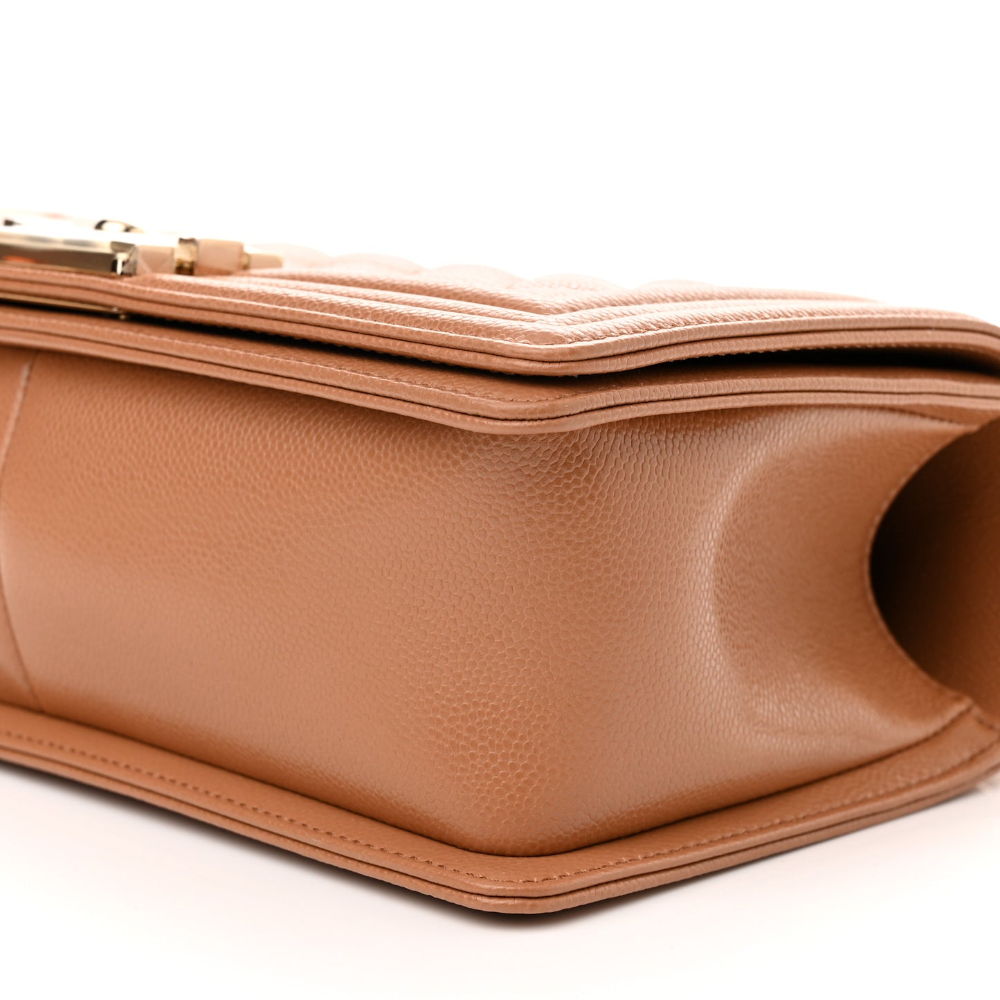 Caviar Quilted Medium Boy Flap Light Brown