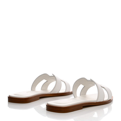 Hermes Box Calfskin Oran Sandals 35 White 4 of 9