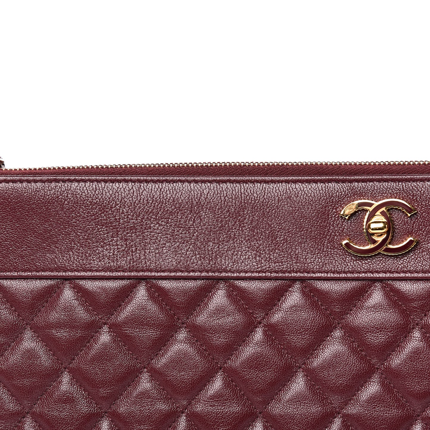 Sheepskin Quilted Large Vintage Mademoiselle Cosmetic Case Burgundy