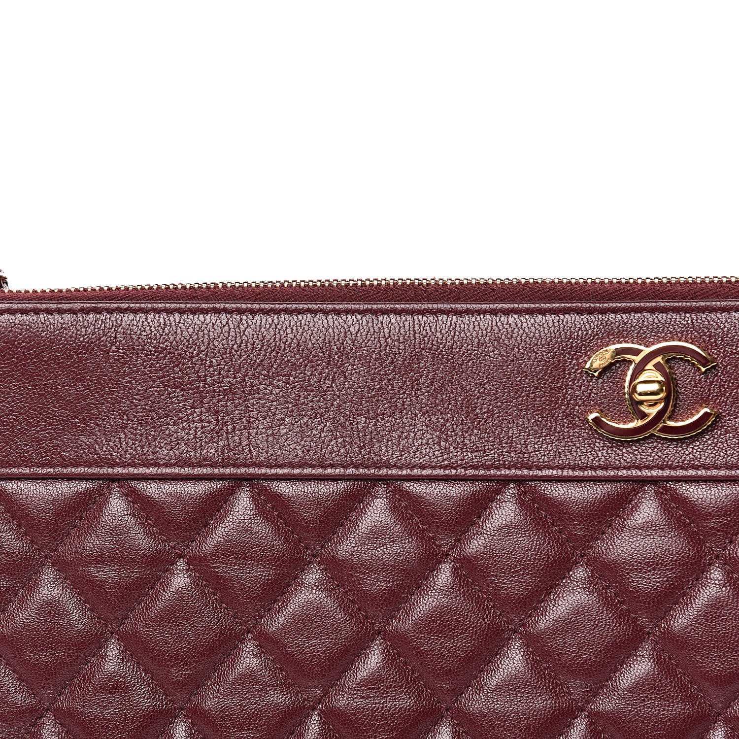 Chanel Sheepskin Quilted Large Vintage Mademoiselle Cosmetic Case Burgundy 12 of 14