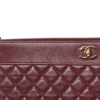Chanel Sheepskin Quilted Large Vintage Mademoiselle Cosmetic Case Burgundy 12 of 14