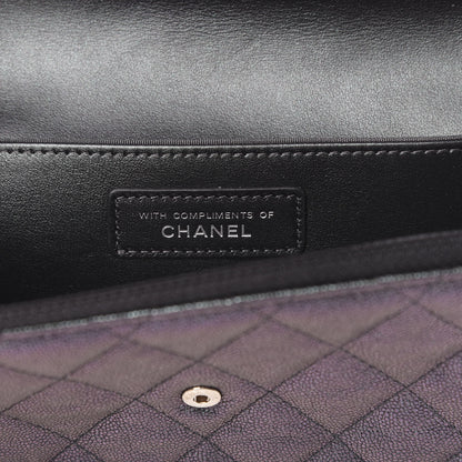 Chanel Iridescent Caviar Quilted Classic Pouch Clutch Black 8 of 11