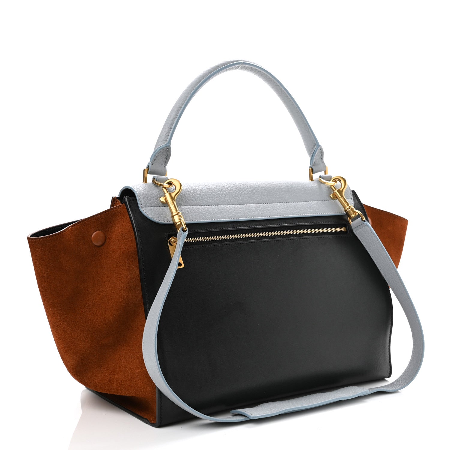Celine Velluto Calfskin Suede Medium Tri-Color Trapeze Light Blue 2 of 19
