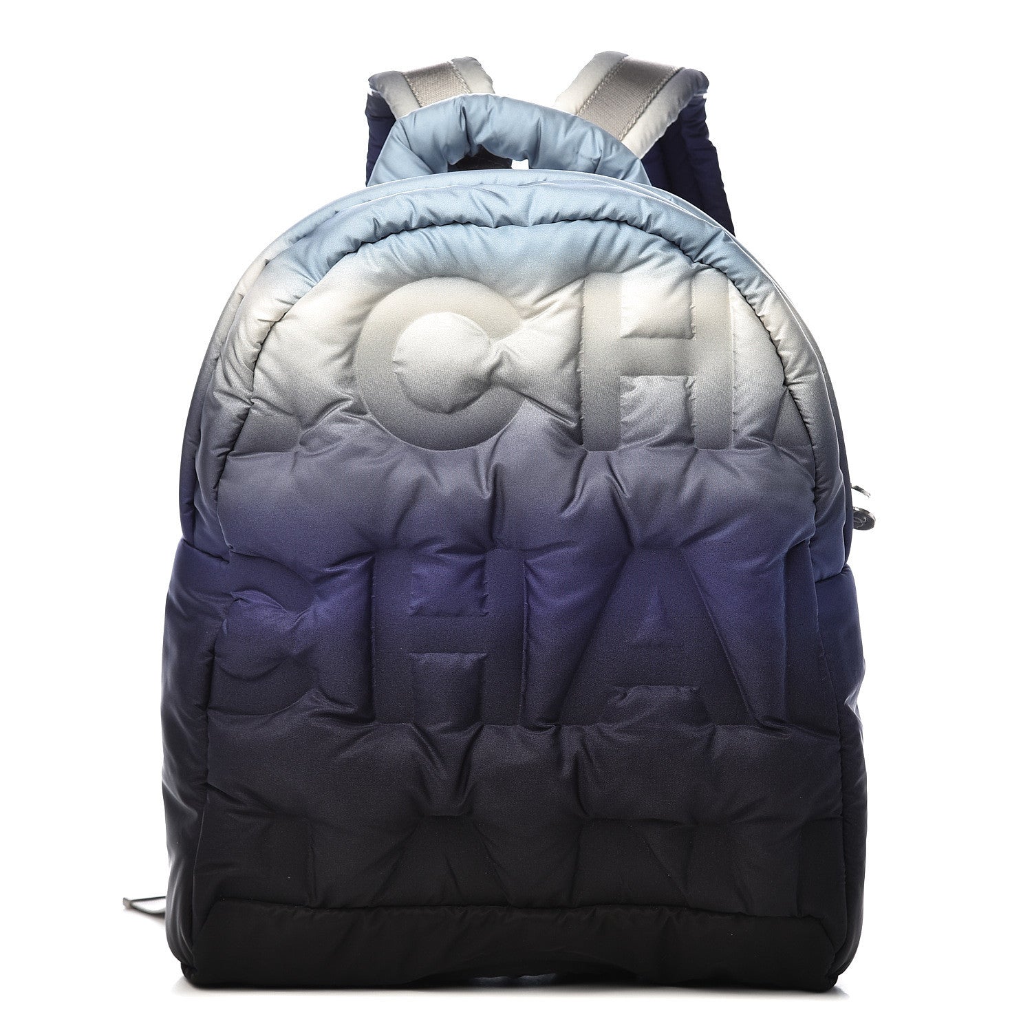 Chanel Nylon Embossed Small Doudoune Backpack Black Blue White 1 of 10