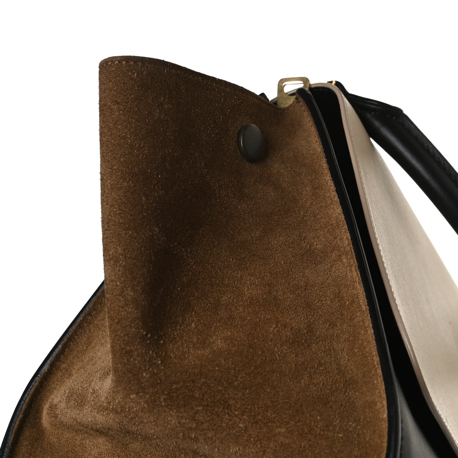 Celine Smooth Calfskin Suede Medium Tri-Color Trapeze Cream Black Brown 19 of 20