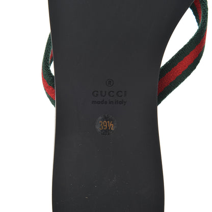 Gucci Nylon Calfskin Web Womens Thong Sandals 39.5 Green Red Black 7 of 12