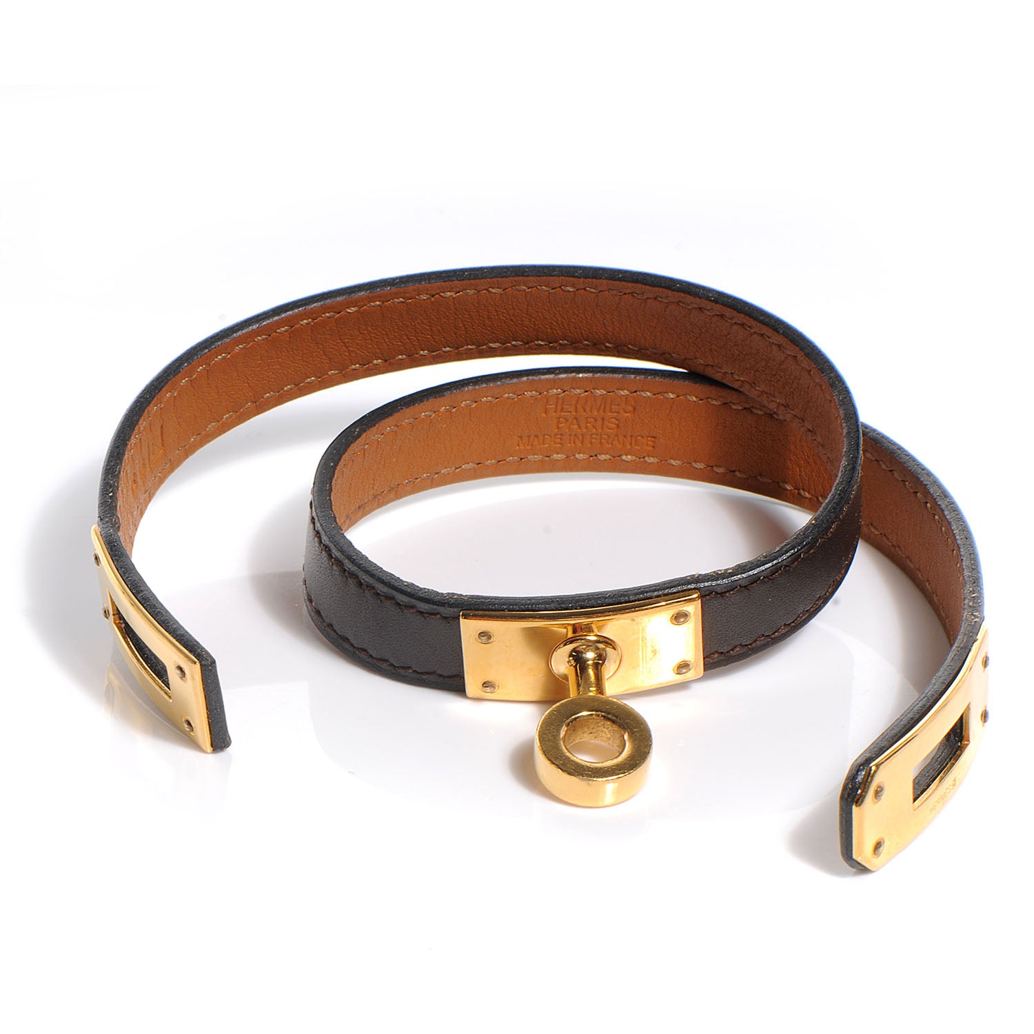 Hermes Chamonix Leather Kelly Double Tour Bracelet Small Chocolate 3 of 5