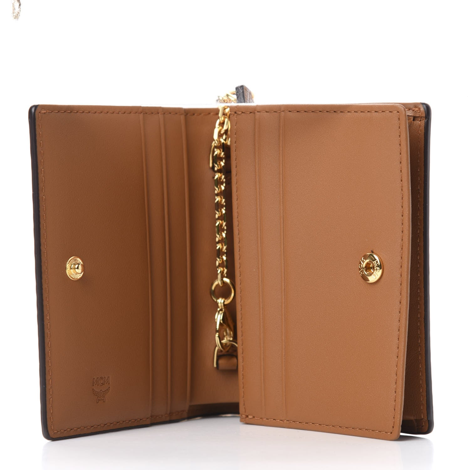 MCM Visetos Original Mini Chain Wallet Cognac 5 of 9