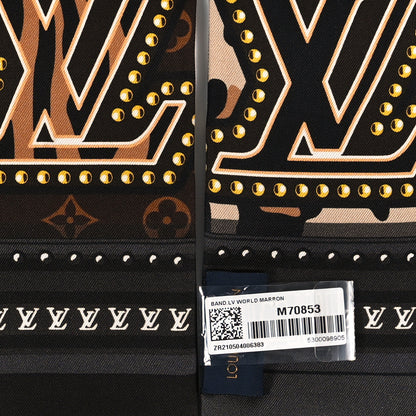 Louis Vuitton Silk Monogram LV World Bandeau Brown 3 of 4