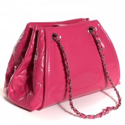 Chanel Vinyl Lipstick Ligne Large Accordion Tote Hot Pink 3 of 14