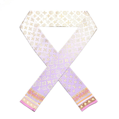 Louis Vuitton Silk Monogram Map Bandeau Lilac Mango 1 of 4