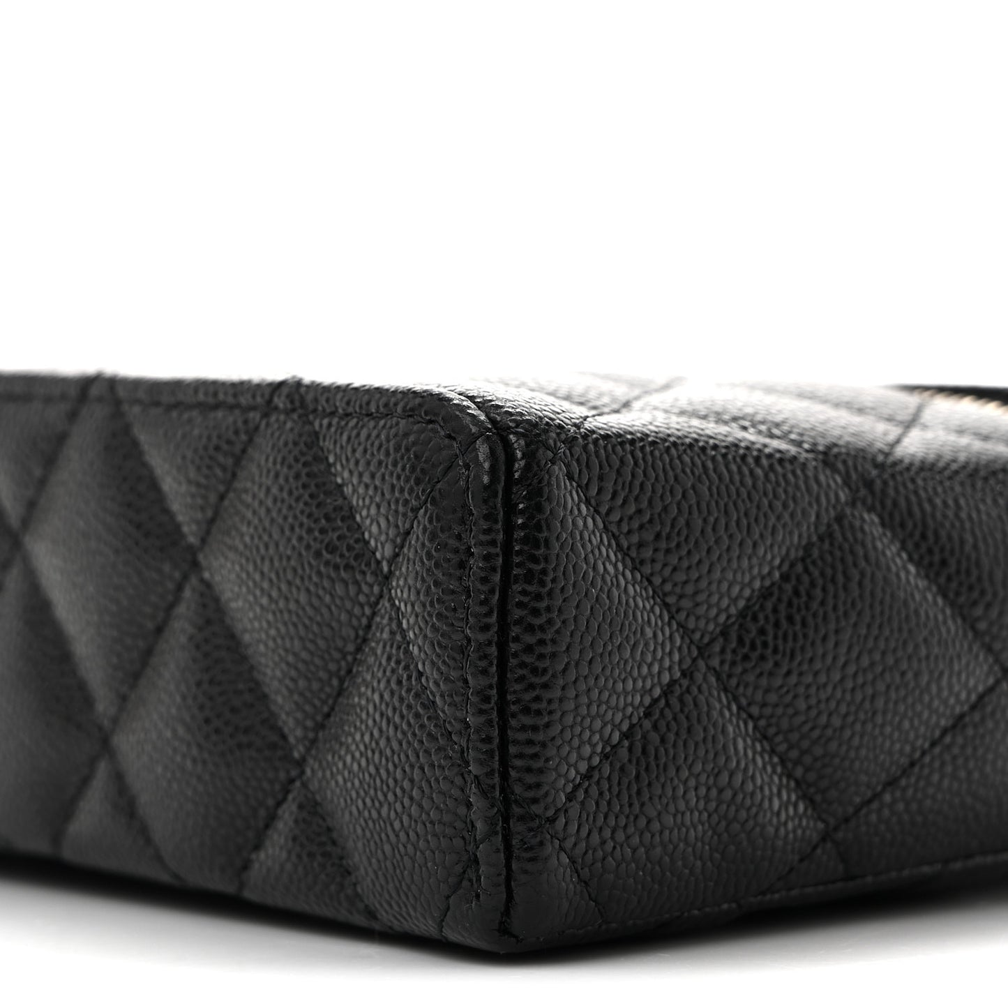 Caviar Quilted Top Handle Slim Vanity With Chain Black