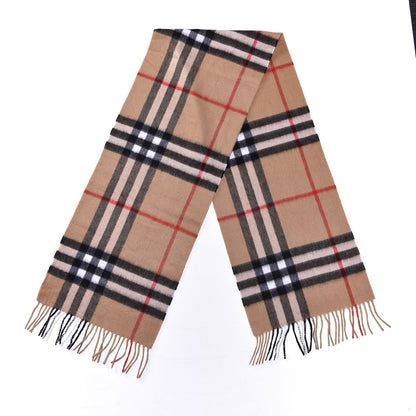 Burberry Cashmere Giant Check Fringe Scarf Camel 3 of 5
