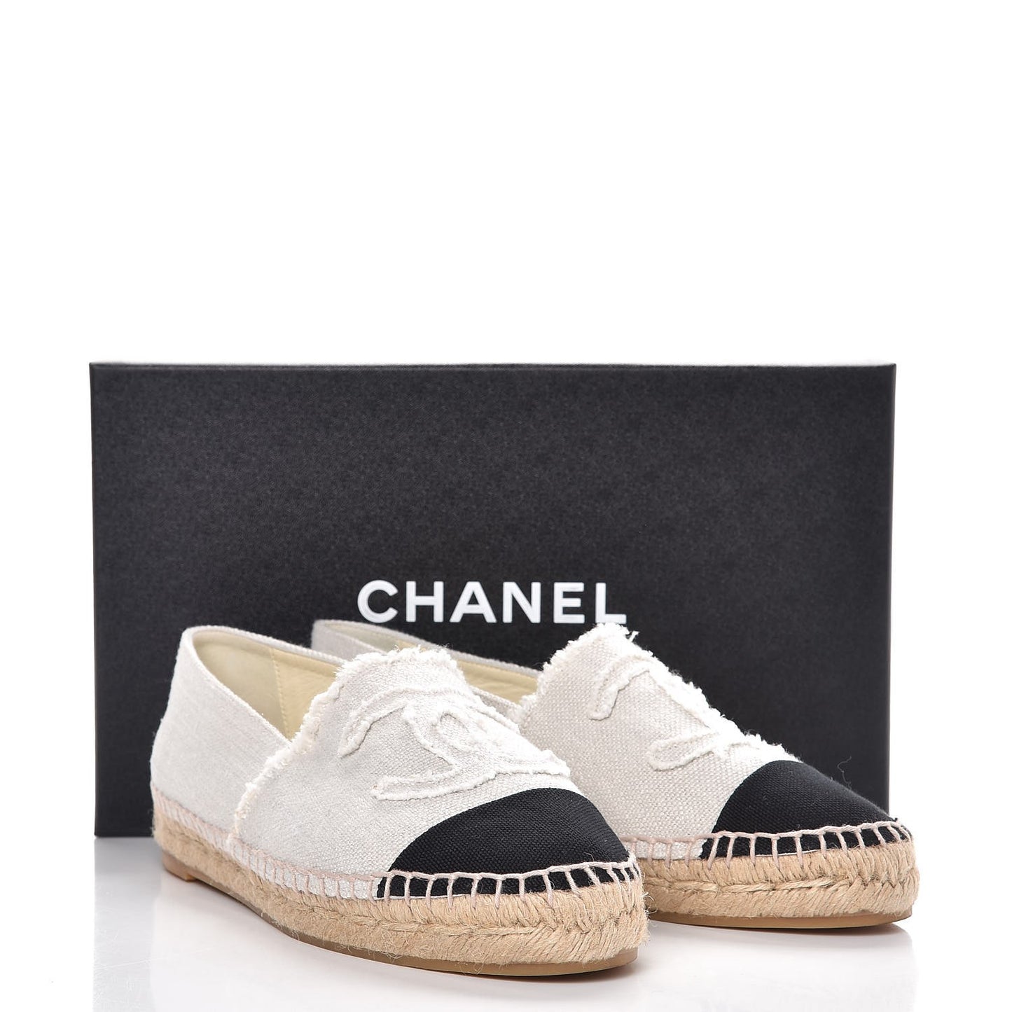Linen CC Espadrilles 38 Beige Black